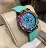 Rolex Daytona 316L Steel 43mm Japan Quartz Movement Blue Rubber Strap Watch